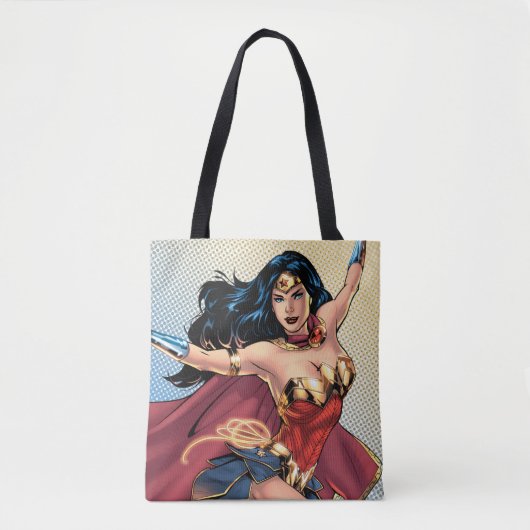 Wonder Woman Wearing Cape Tote Bag (Voorkant)