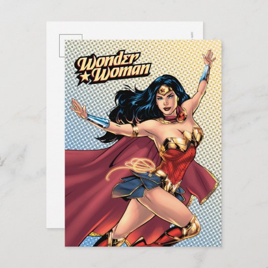 Wonder Woman Wearing Cape Uitnodiging Briefkaart (Voorkant / Achterkant)
