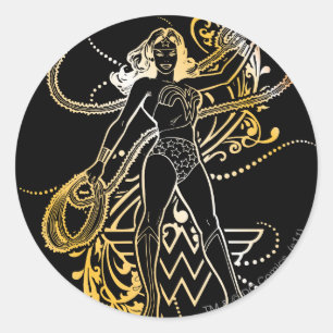Wonder Woman Yellow Fade Ronde Sticker