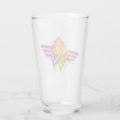 Wonder Woman Yellow-Pink Comic Art Logo Glas (Achterkant)