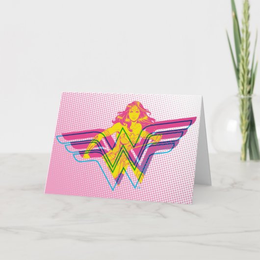 Wonder Woman Yellow-Pink Comic Art Logo Kaart (Voorkant)
