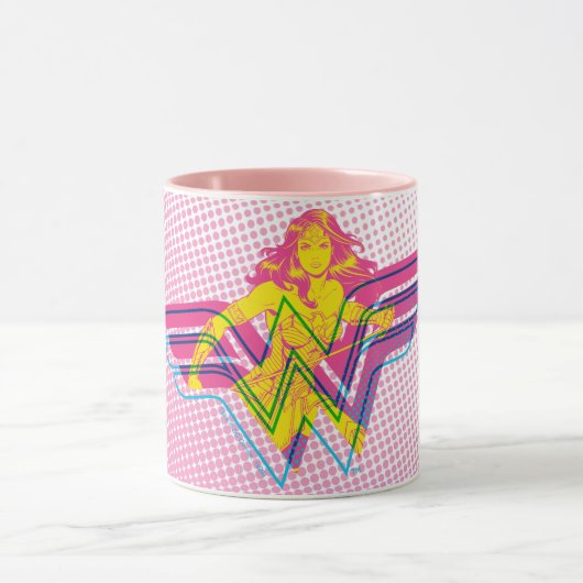 Wonder Woman Yellow-Pink Comic Art Logo Mok (Midden)