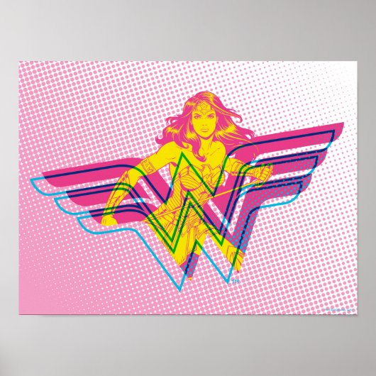 Wonder Woman Yellow-Pink Comic Art Logo Poster (Voorkant)