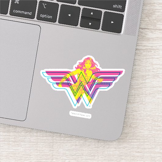 Wonder Woman Yellow-Pink Comic Art Logo Sticker (Detail)