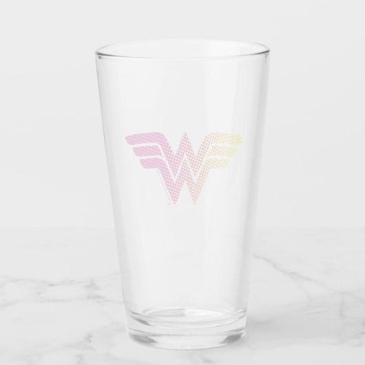 Wonder Woman Yellow-Pink Halftone Gradiënt Logo Glas (Achterkant)