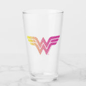 Wonder Woman Yellow-Pink Halftone Gradiënt Logo Glas (Voorkant)