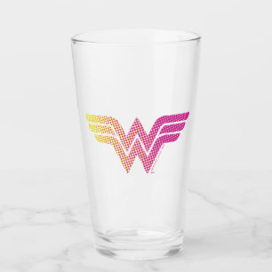 Wonder Woman Yellow-Pink Halftone Gradiënt Logo Glas