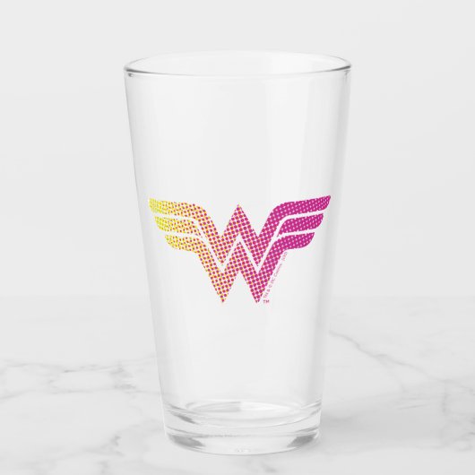 Wonder Woman Yellow-Pink Halftone Gradiënt Logo Glas (Voorkant)
