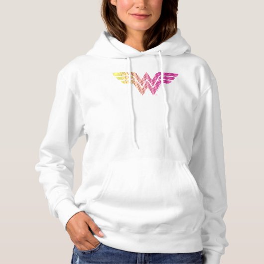 Wonder Woman Yellow-Pink Halftone Gradiënt Logo Hoodie (Voorkant)