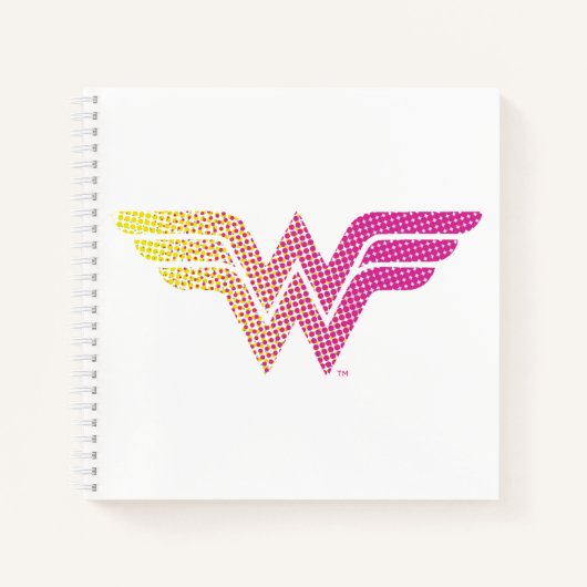 Wonder Woman Yellow-Pink Halftone Gradiënt Logo Notitieboek (Voorkant)