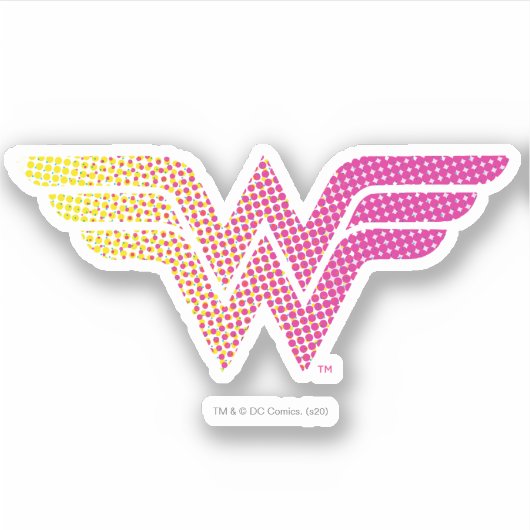 Wonder Woman Yellow-Pink Halftone Gradiënt Logo Sticker (Voorkant)