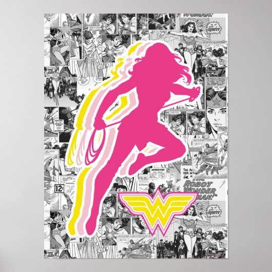 Wonder Woman Yellow-roze Gelaagde Silhouette Poster (Voorkant)