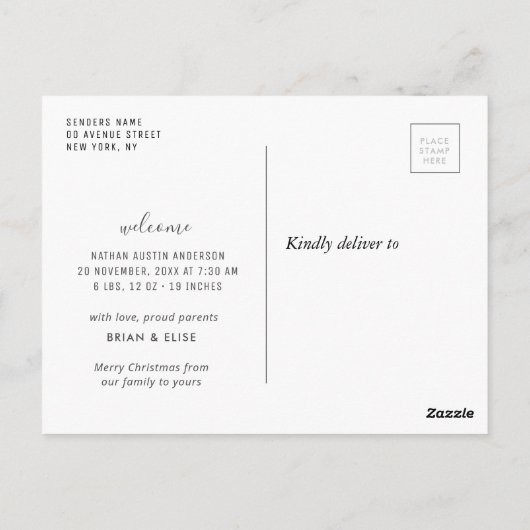 wonderbaarlijk leven | geboorteaankondiging tijden briefkaart (Achterkant)