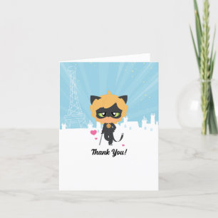 Wonderbaarlijke Cat Noir Chibi verjaardag Bedankkaart