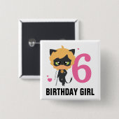 Wonderbaarlijke Cat Noir Chibi Verjaardag Meisje Vierkante Button 5,1 Cm (Voorkant /achterkant)