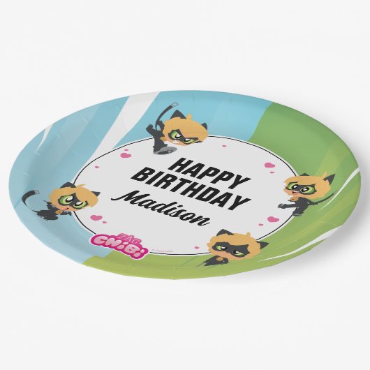 Wonderbaarlijke Cat Noir verjaardag Papieren Bordje (Gekanteld)