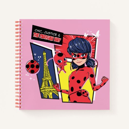 Wonderbaarlijke Comic Ladybug Parijse manier Notitieboek (Voorkant)