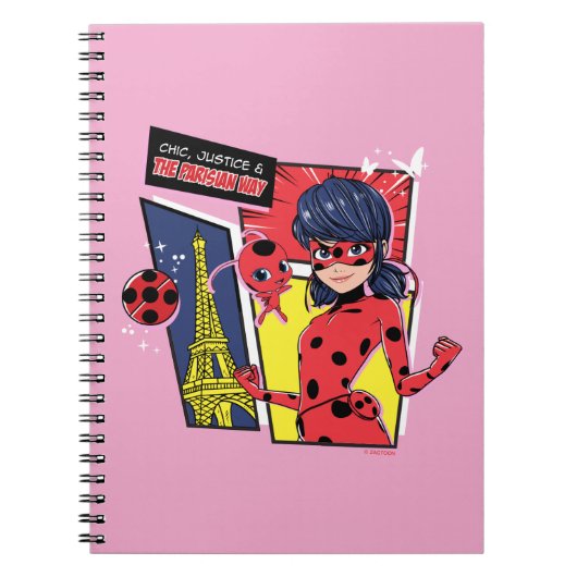 Wonderbaarlijke Comic Ladybug Parijse manier Notitieboek (Voorkant)