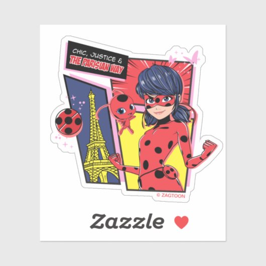 Wonderbaarlijke Comic Ladybug Parijse manier Sticker (Vel)