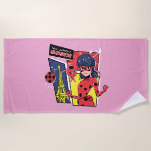 Wonderbaarlijke Comic Ladybug Parijse manier Strandlaken