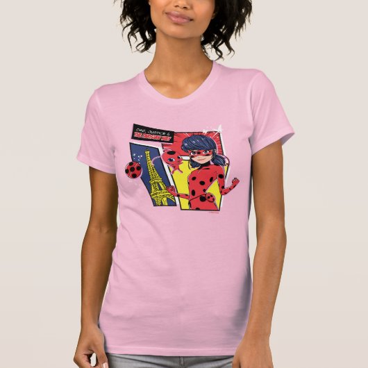 Wonderbaarlijke Comic Ladybug Parijse manier T-shirt (Voorkant)