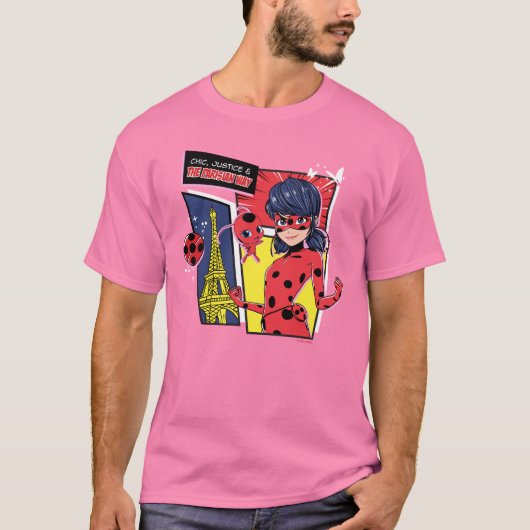 Wonderbaarlijke Comic Ladybug Parijse manier T-shirt (Voorkant)