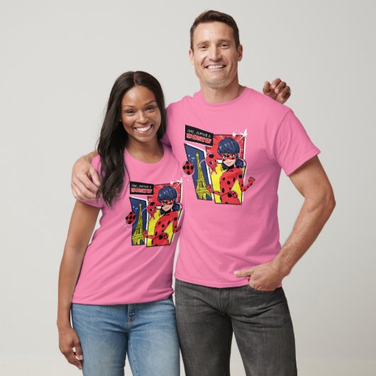 Wonderbaarlijke Comic Ladybug Parijse manier T-shirt (Unisex)