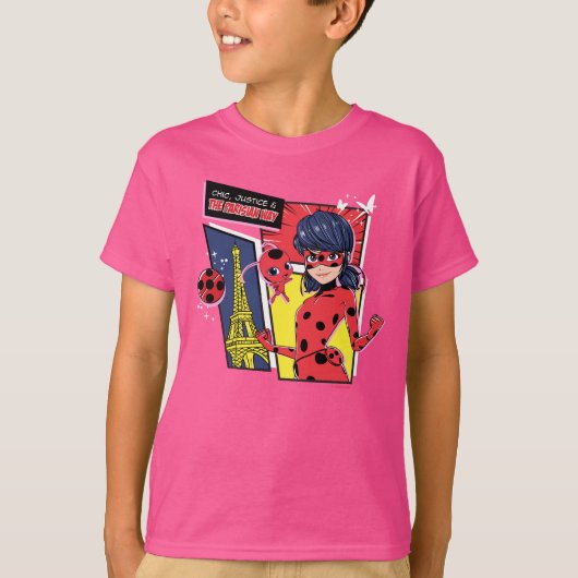 Wonderbaarlijke Comic Ladybug Parijse manier T-shirt (Voorkant)