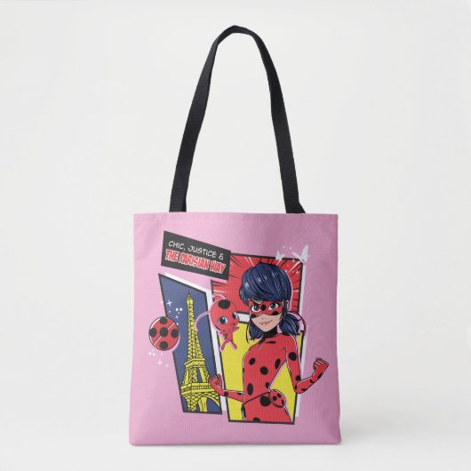 Wonderbaarlijke Comic Ladybug Parijse manier Tote Bag (Voorkant)