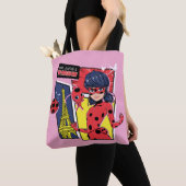 Wonderbaarlijke Comic Ladybug Parijse manier Tote Bag (Dichtbij)