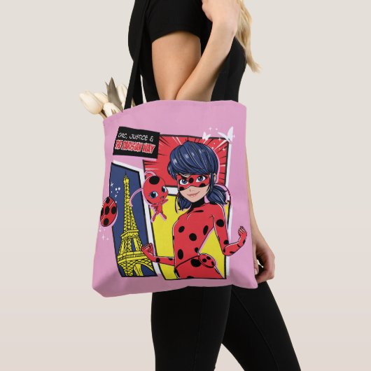 Wonderbaarlijke Comic Ladybug Parijse manier Tote Bag (Dichtbij)
