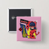 Wonderbaarlijke Comic Ladybug Parijse manier Vierkante Button 5,1 Cm (Voorkant /achterkant)