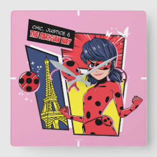 Wonderbaarlijke Comic Ladybug Parijse manier Vierkante Klok
