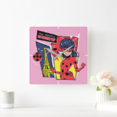 Wonderbaarlijke Comic Ladybug Parijse manier Vierkante Klok (Huis)