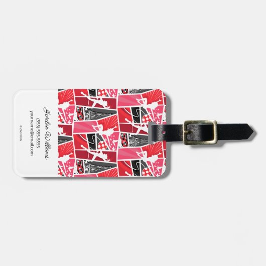 Wonderbaarlijke Comic LadyBug Paris Patroon Bagagelabel (Voorkant horizontaal)