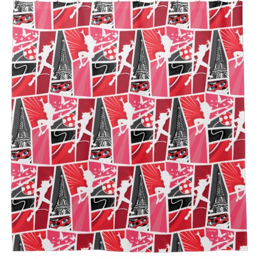 Wonderbaarlijke Comic LadyBug Paris Patroon Douchegordijn (Voorkant)