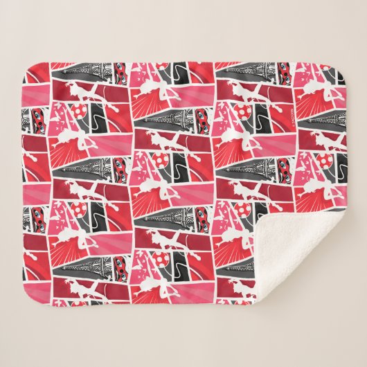 Wonderbaarlijke Comic LadyBug Paris Patroon Sherpa Deken (Voorkant (horizontaal))