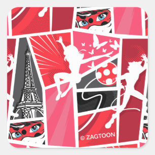 Wonderbaarlijke Comic LadyBug Paris Patroon Vierkante Sticker