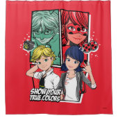 Wonderbaarlijke Comic Marinette & Adrien True Colo Douchegordijn (Voorkant)