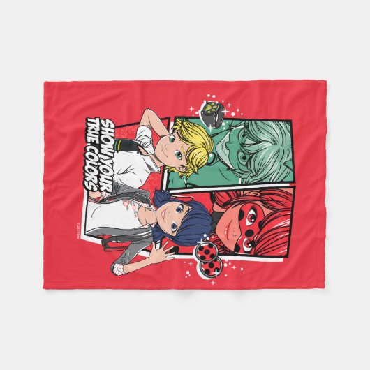 Wonderbaarlijke Comic Marinette & Adrien True Colo Fleece Deken (Voorkant (Horizontaal))