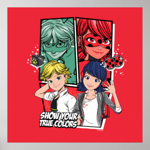 Wonderbaarlijke Comic Marinette & Adrien True Colo Poster