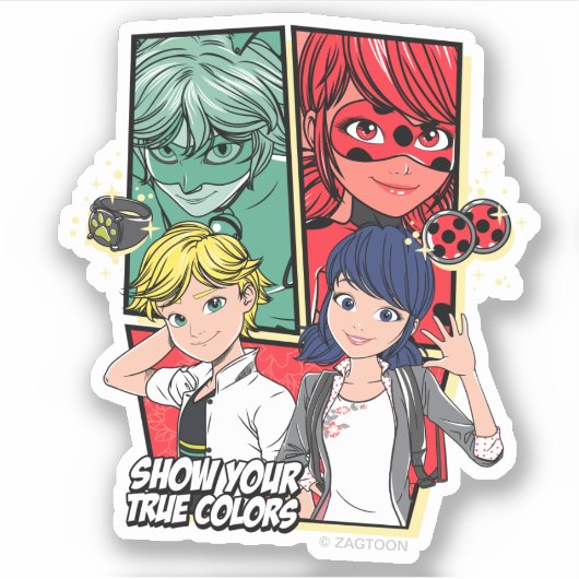 Wonderbaarlijke Comic Marinette & Adrien True Colo Sticker (Voorkant)