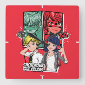 Wonderbaarlijke Comic Marinette & Adrien True Colo Vierkante Klok (Voorkant)