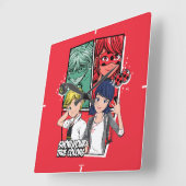 Wonderbaarlijke Comic Marinette & Adrien True Colo Vierkante Klok (Hoek)