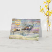 Wonderbaarlijke Halloween Witch Kaart (Gele Bloem)