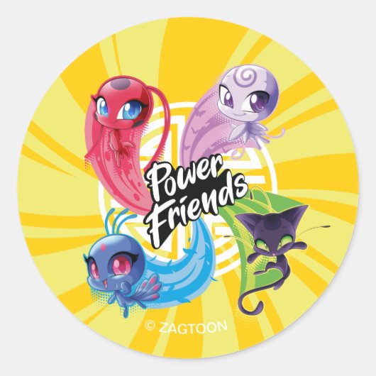 Wonderbaarlijke Kwamis Power Friends Ronde Sticker (Voorkant)