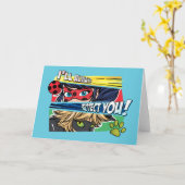 Wonderbaarlijke lieveheersbeestje & Cat Noir besch Kaart (Gele Bloem)