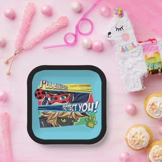 Wonderbaarlijke lieveheersbeestje & Cat Noir besch Papieren Bordje