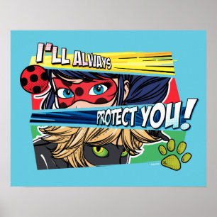 Wonderbaarlijke lieveheersbeestje & Cat Noir besch Poster