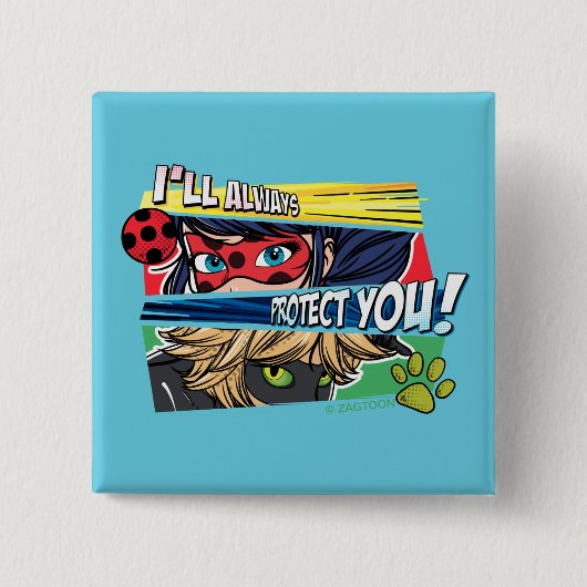 Wonderbaarlijke lieveheersbeestje & Cat Noir besch Vierkante Button 5,1 Cm (Voorkant)